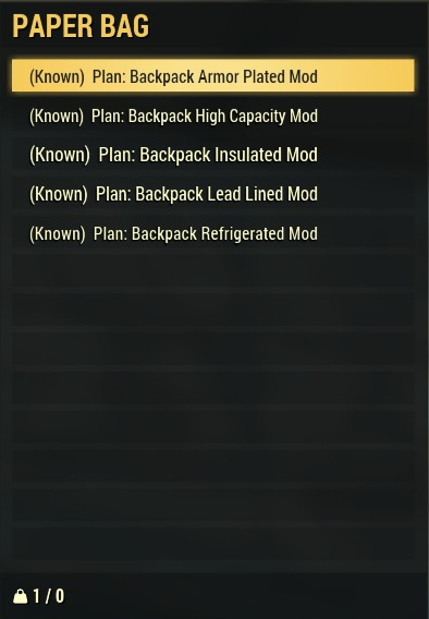 All Backpack Mod Plan