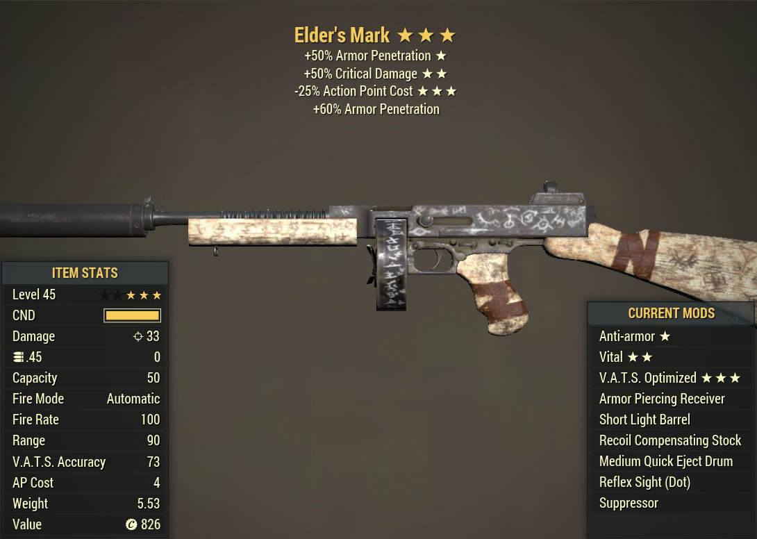 Anti-armor Elder's Mark (Vital) (VATS Optimized)